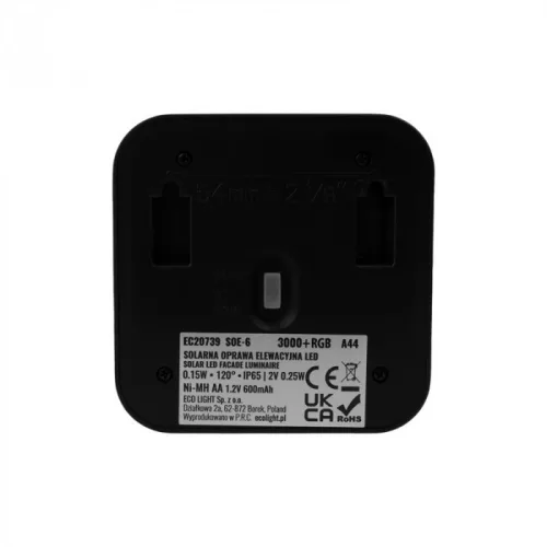 EcoLight Napelemes fali lámpa RGB+ natúr fehér beépített alkonykapcsolóval SOE-6