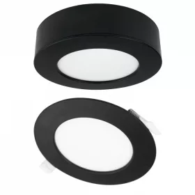   Ecolight 6W-os, kerek alakú, CCT, fekete, süllyesztett és felületre szerelhető lámpa