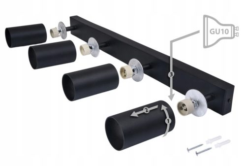 Berge GU10 lámpa VIKI-L 10 spotlámpa fekete