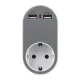 Dugaljzat 2 USB csatlakozóval szürke színben