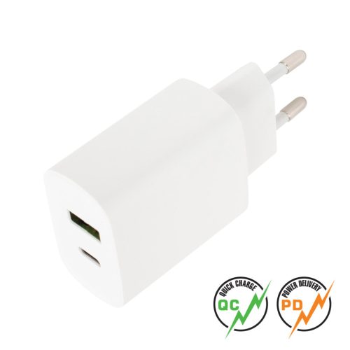 Home SA 20QCPD 2in1 gyorstöltő, 20 W, QUICK CHARGE, POWER DELIVERY, hagyományos gyorstöltőként is működik, USB-A és USB-C csatlakozás