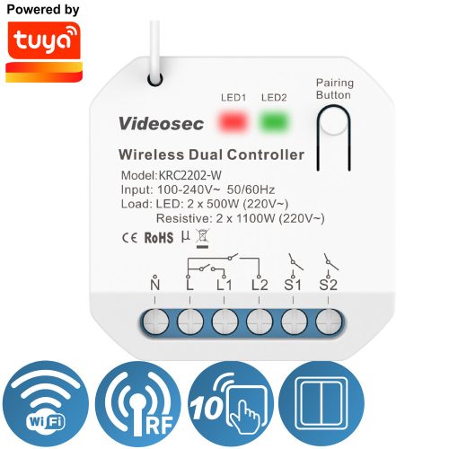 2 csatornás RF+Wifi vevőegység (TUYA kompatibilis)