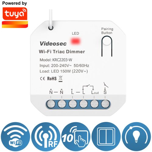 1 csatornás RF+Wifi Triac fényerőszabályzó vevőegység (TUYA kompatibilis)